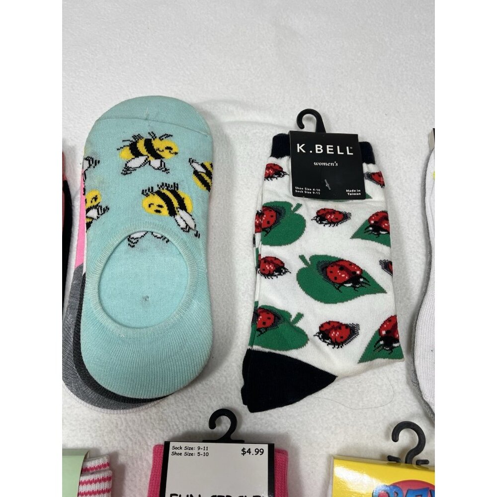 Lot of 12 New Novelty Crew Socks  Fun Prints Sushi Bike Hawaii Unicorn Converse - Picture 5 of 7
